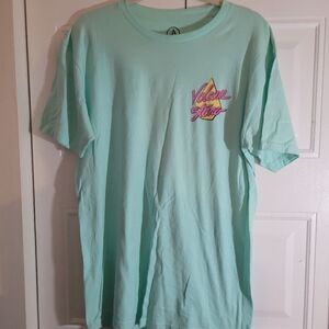 Volcom medium nwot stone mint green short sleeve tee logo design stain free